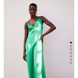 Zara Green Knotted Slip Dress